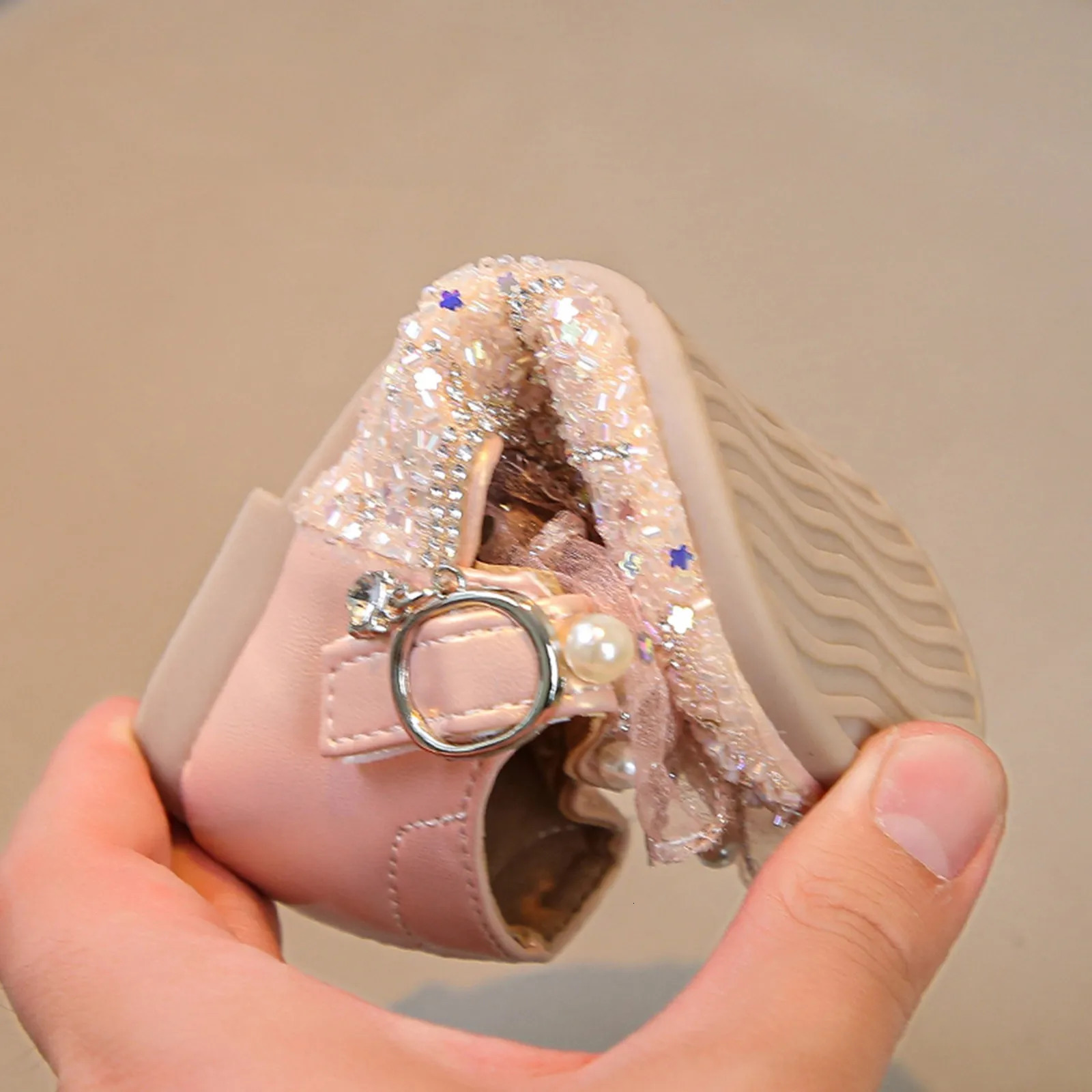 Big Girls Slides Girls Sandals Closed Toe Heels Wedding Party Shoes Sequins Bow For Toddler Shoe 12 250528