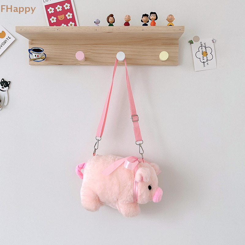 Pink Piglet Plush Bag Korean Large Capacity Lady Shoulder Bag Ins Cute Doll Messenger Bag Handbags Crossbody