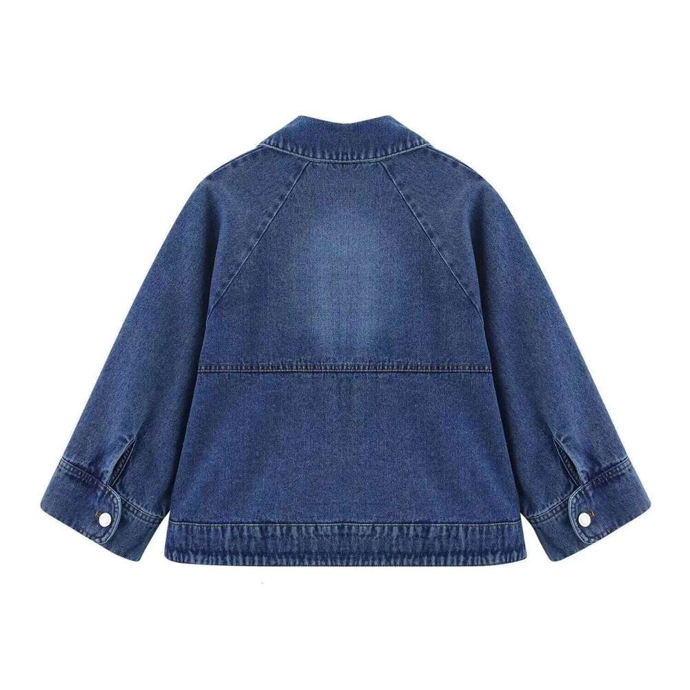 ZBZA Women's Classic Denim Lapel Long Sleeve Single Breasted Loose Hem Top Spring and Summer New Casual Fashion Jacket