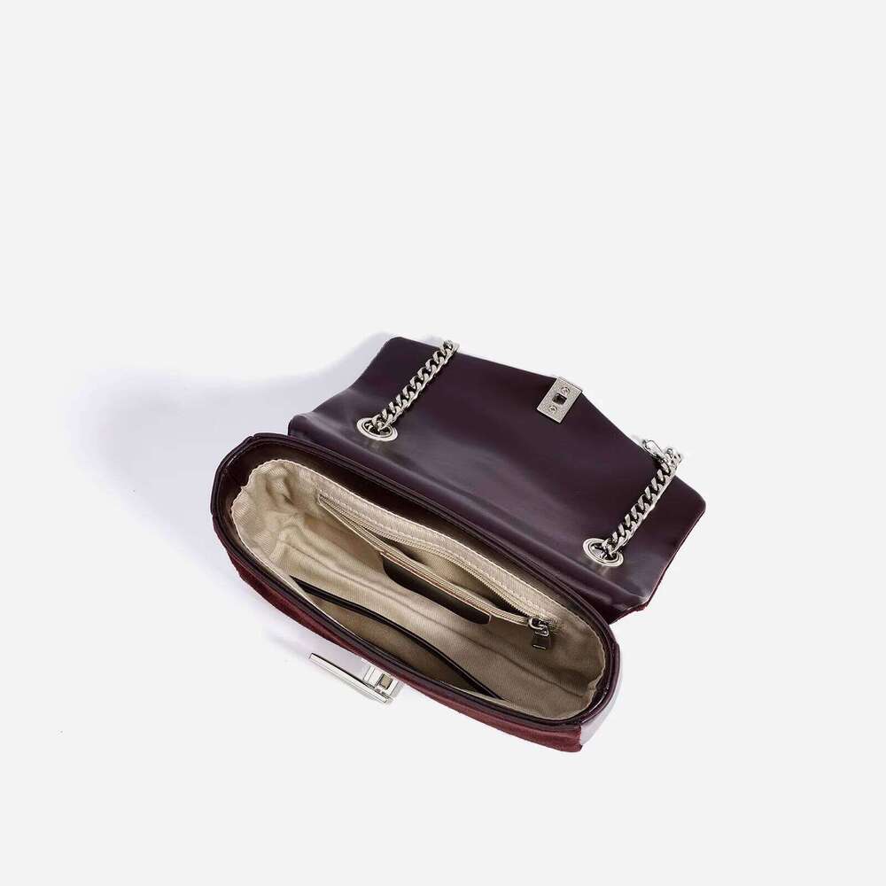 Genuine Leather Flap Design Small Square Simple Versatile Commuter Cowhide Shoulder Bag Lady Chains Handbags