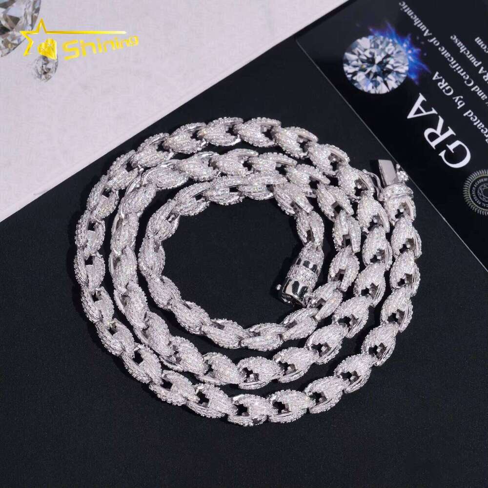 Pass Tester Hip Hop 7.5mm Sier Fully Iced Out Twist Moissanite Dia Rope Chain
