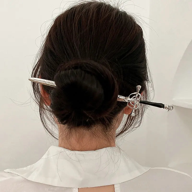 Chinese Punk Metal Sword Hairpin Simple Hair Sticks for Women Diy Hairstyle n Tools Accessories Drop 250519