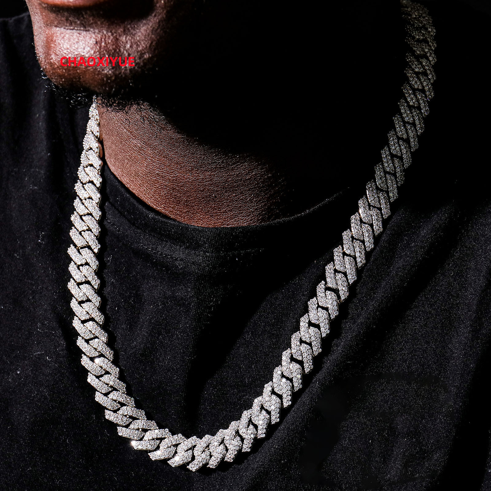 Hip Hop 925 Sterling Silver VVS Moissanite Iced Out Chunky Miami Cuban Link Chain for Men Hip Hop Jewelry