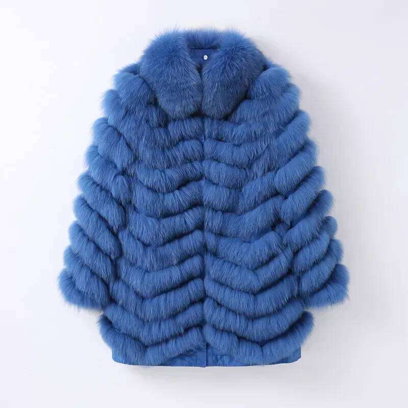 Women Winter Long Fox Fur Coat Jacket New Warm Double Side Parka Ct262