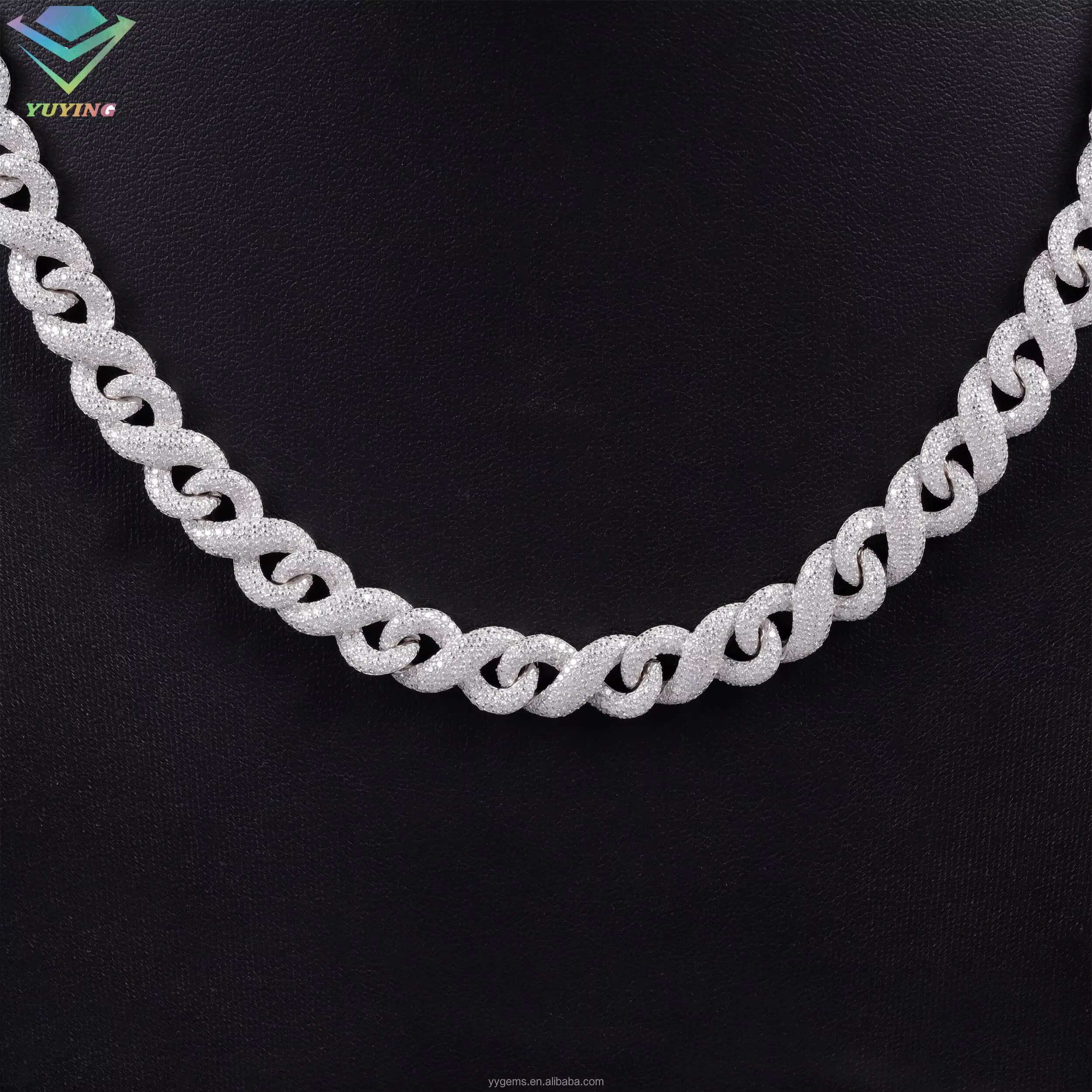 Custom Wholesale Drop Shipping 18K Gold Plated Hip Hop Infinity Chain VVS Moissanite Diamond Iced Out Necklace Link Chain