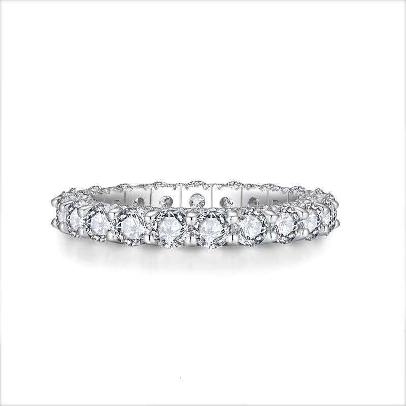 DE Iced Out 3mm Moissanite Women Ring Round VVS1 Fully Moissanite Engagement Bands Fine Jewelry Sparkling Moissanite Women Ring