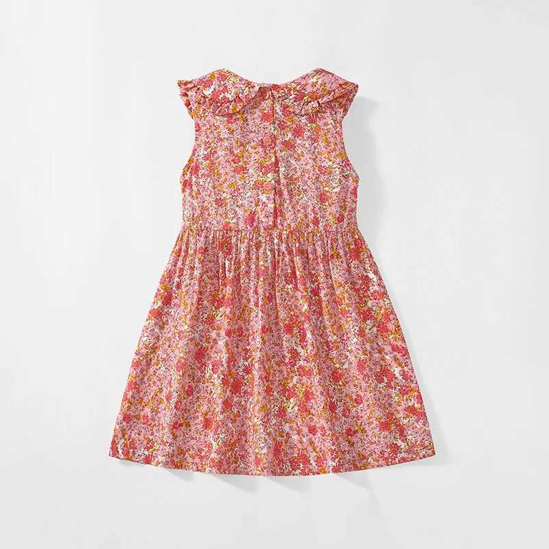 Little maven Baby Girls Kids Clothes Childrens Clothing 2025 Summer New Sleeveless Cartoon Flowers Dresses 2-7 Years X250528