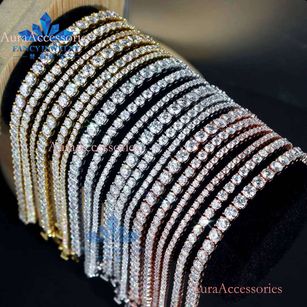 RTS Direct Factory Delivery Sier Tennis Chain D VVS1 Brilliant Cut 2mm 3mm 4mm Moissanite Dia Geometric Shape Gift