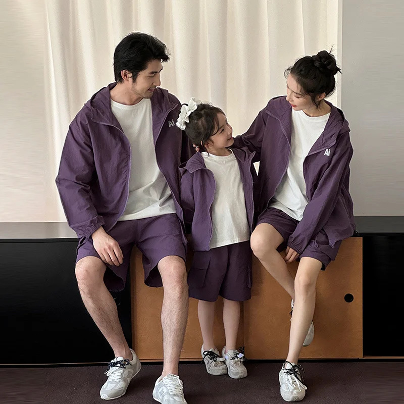 Family Matching Clothes Sets Men Women Baby Coat Shorts Suit Couples Kids Look Clothing ParentChild Costume 250528