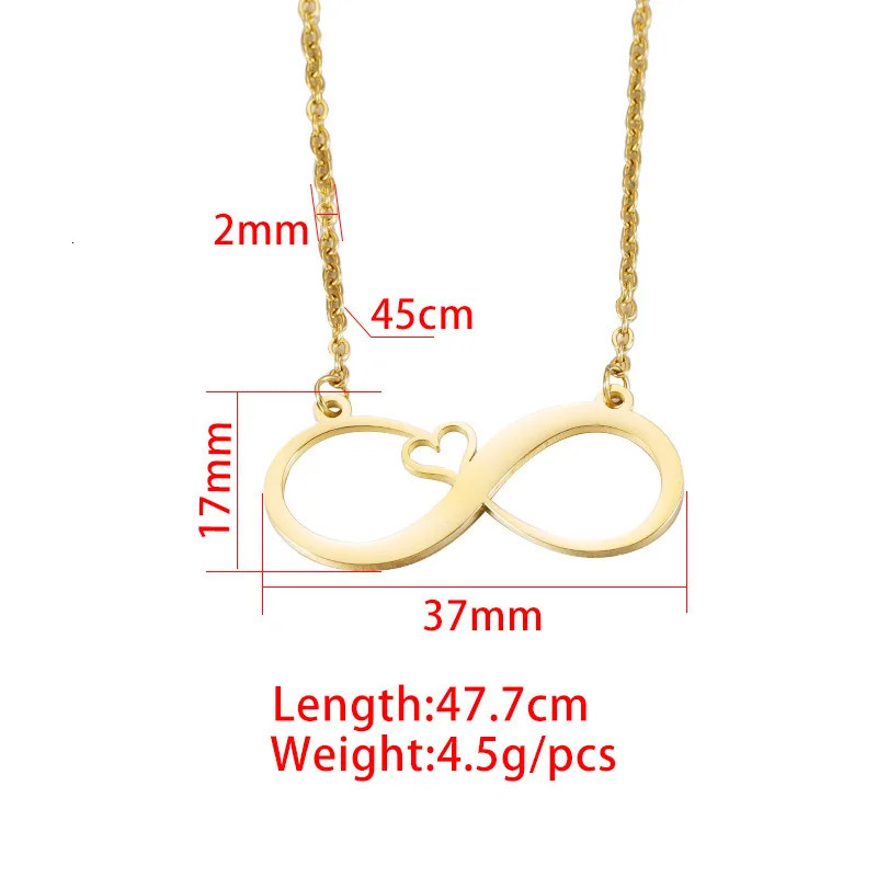 10Pcs Infinity Love Heart Shape Symbol Simple Elegant Stainless Steel Necklaces Pendant Choker Necklace For Women Jewelry Gift 250519