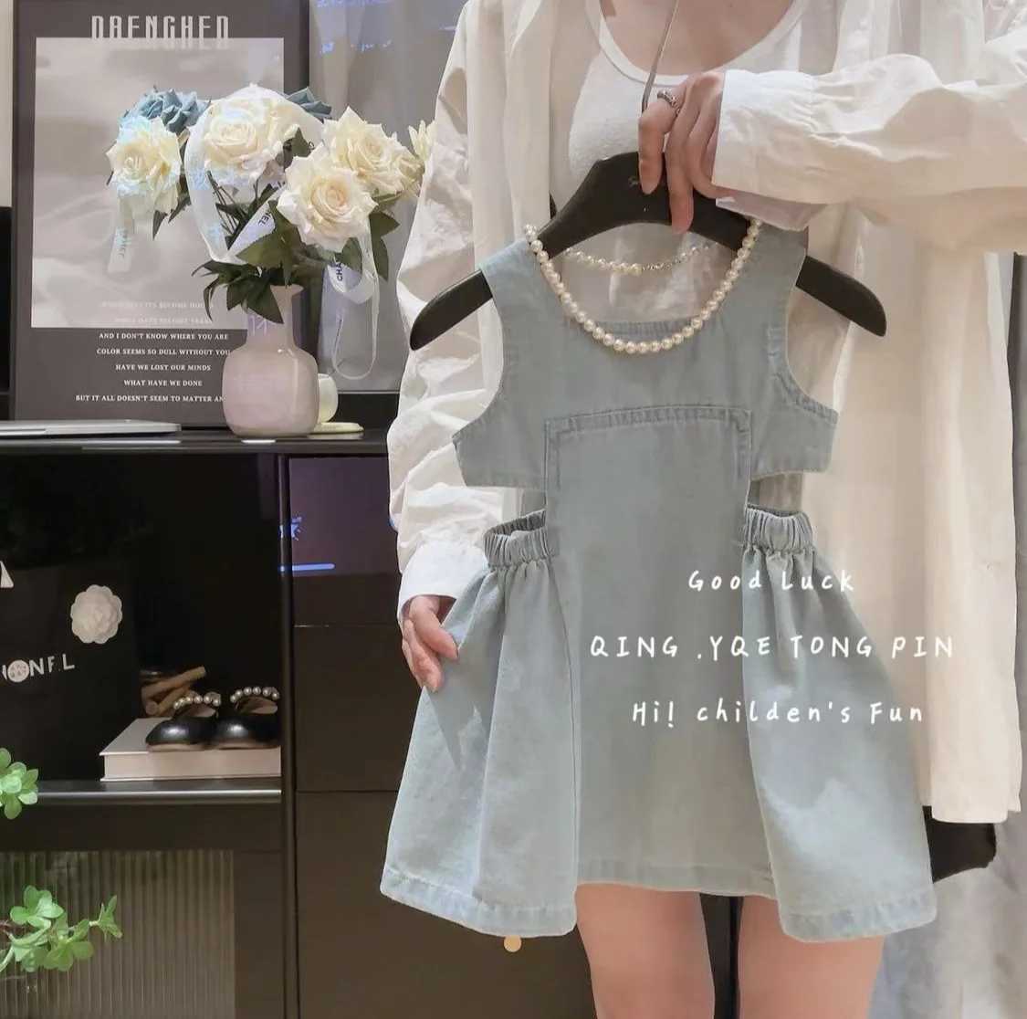 Girls Casual Dresses Halter-waist Denim Suspenders Dress Chic Vest and Denim Skirt Baby Girl Dress for 2 To 7 Years X250528