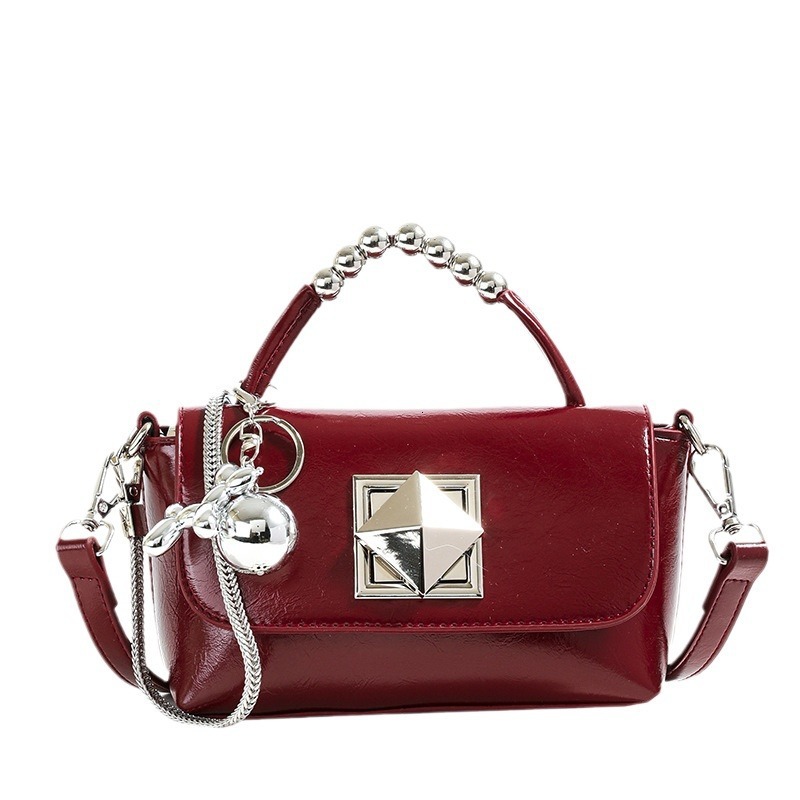 Women's Shoulder Bag Free Shipping Designer Bag European Fashion High-end Trendy Small Square Bag New Chain Bag Patent Leather Mini Hand-held Cro
