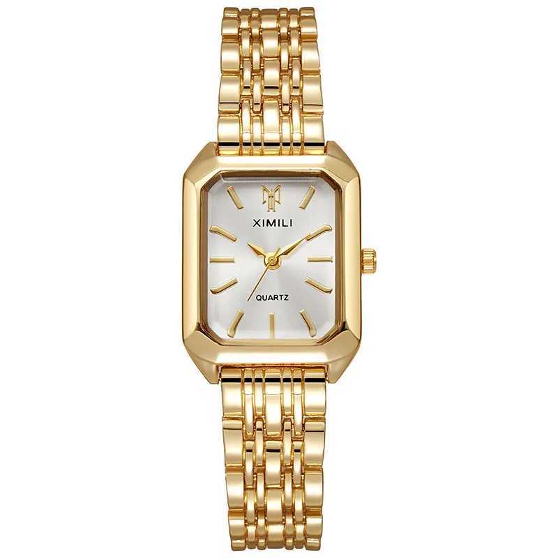 Women Watches Business Luxury Ladies Fashion Quartz Watch Simple Scale Square Quality Gold Plated Stainless Steel Folding Clock XJ250527