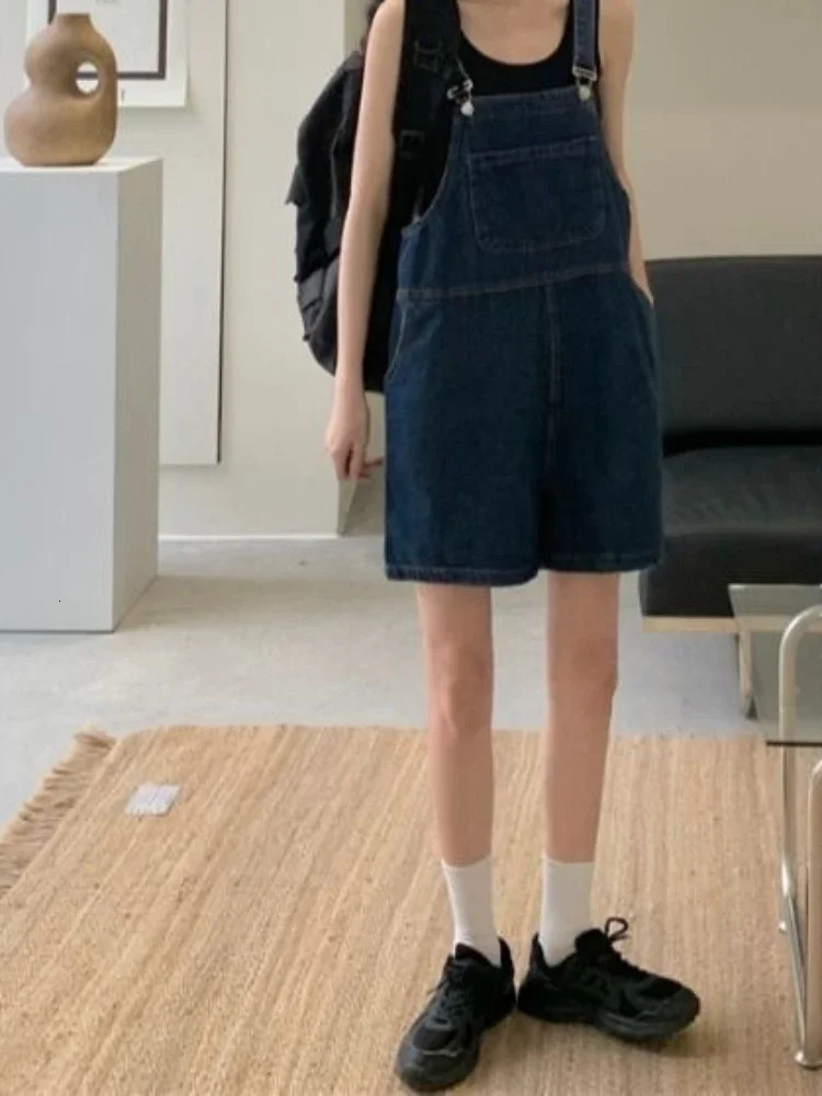 Overalls Women One Piece Suspenders Wide Leg Short Pants Loose Jeans Rompers Denim Jumpsuits Y2k Streetwear High Waist Playsuits 250523