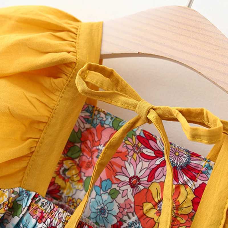 New Summer Girls Little Flying Sleeve Dress Small Floral Hollow Bow After Dew Baby Dress + Hat (0-3 Years Old Girls) X250528
