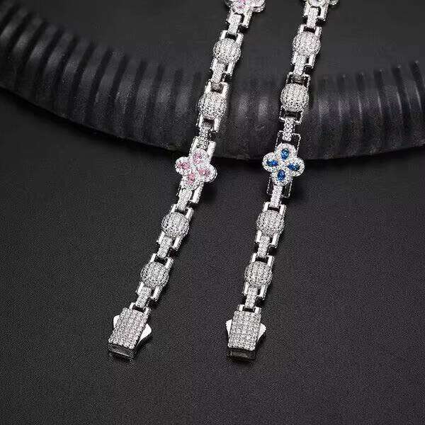 High Quality Classic Unisex For Sier Necklace Cuban Chain Moissanite Bracelet Hip Hop Jewelry Gift