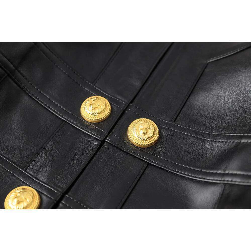 New Fall Spring MotorBike Style Handsome Women Short Plaid Open PU Leather Outdoor Fashion Jacket High Quality