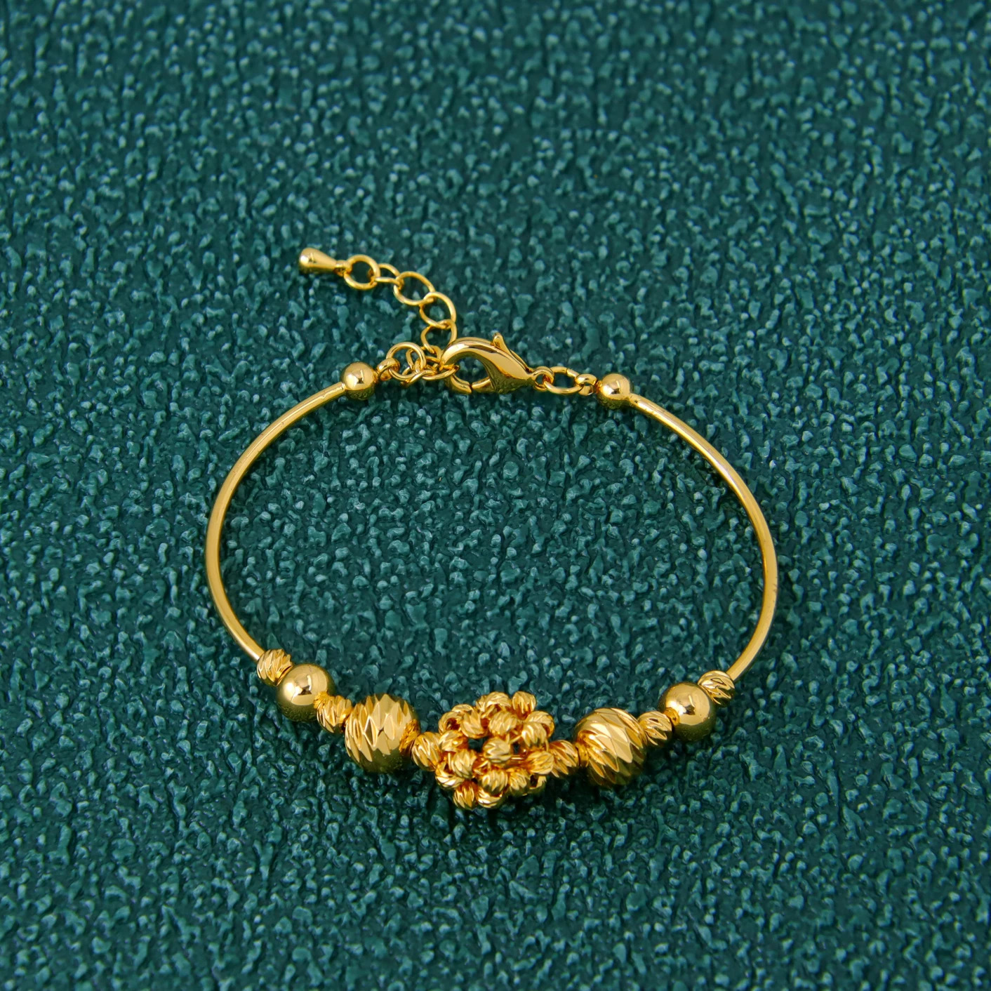 Saudi Muslim Gold Color Bead Bracelet 21k Plated Multi Layer Dubai Elegant Cuff Bangles Womens y Event Party Jewelry 250517
