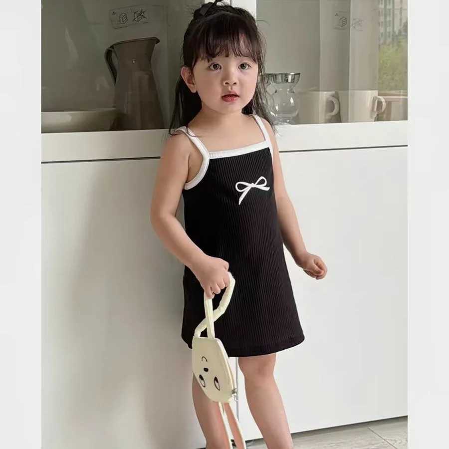 UNITIM Summer Sweet Fashionable Baby Girls Dress Strap Square Collar Bow Print Dresses For 1-8 Years Girls Casual Sling Dress X250528
