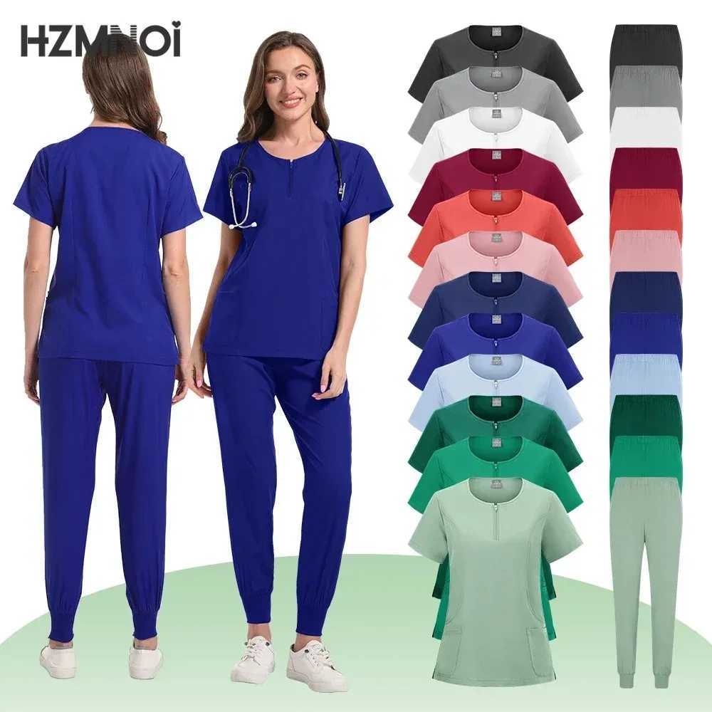 HZM Dentist Scrub Suits for Doctors and Nurses Spa Uniform Medical Uniforms Medical Blouse Jumpsuit Scrubs Set Nurse Sweatshirt X250528