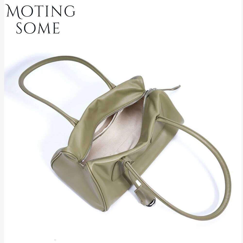 Motingsome Genuine Women 2025 Design French Minimalist Pillow Bag New Leather Fashion Handbag Underarm Tote