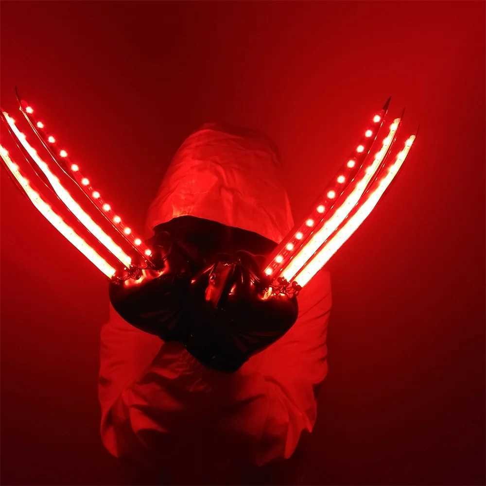 Cool Adult Children LED Wolverine Paw Gloves Lighting Up Costume Laserman Show Suit Jacket Glowing Night Club Performance Gloves W250528