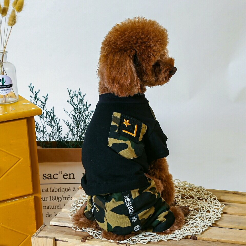 Pet clothing camouflage sticker bag four legged suit