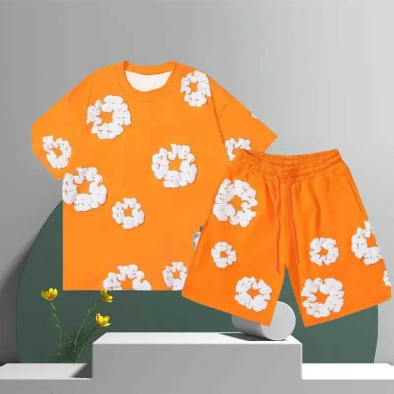 The 2025 summer new mens set is a casual American 3D printed flower pattern vacation outdoor casual fashion set made of polyest X2505281
