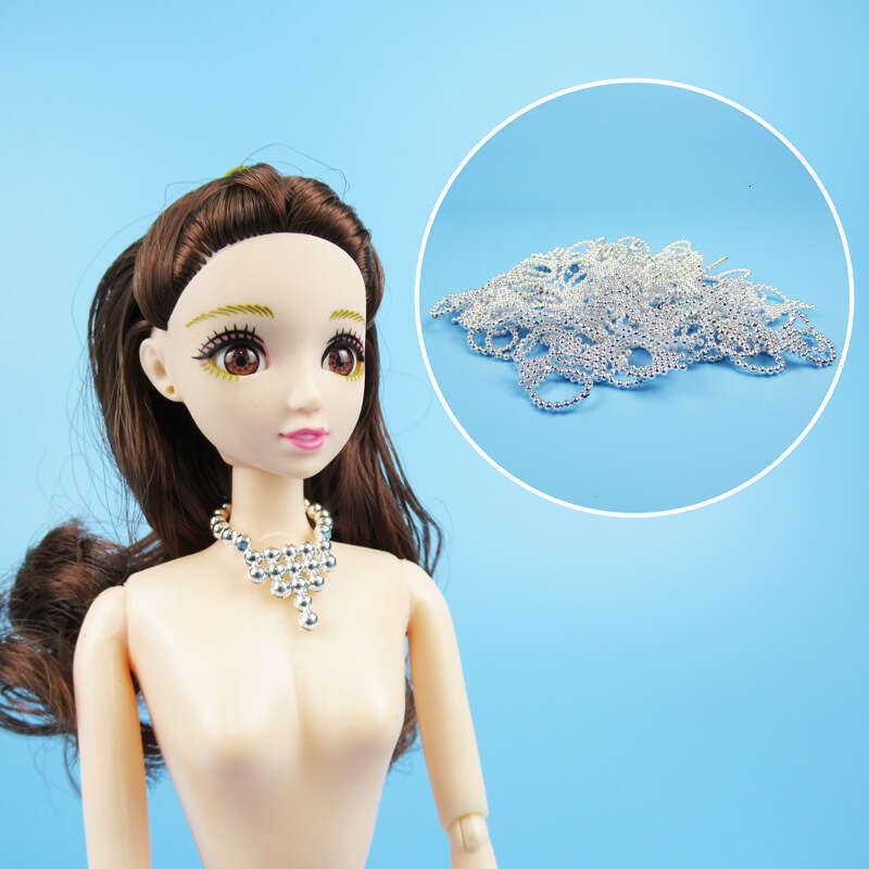 Silver Bead Necklace Electroplated Accessories Toys Suitable for 23- 45cm Dolls 500g