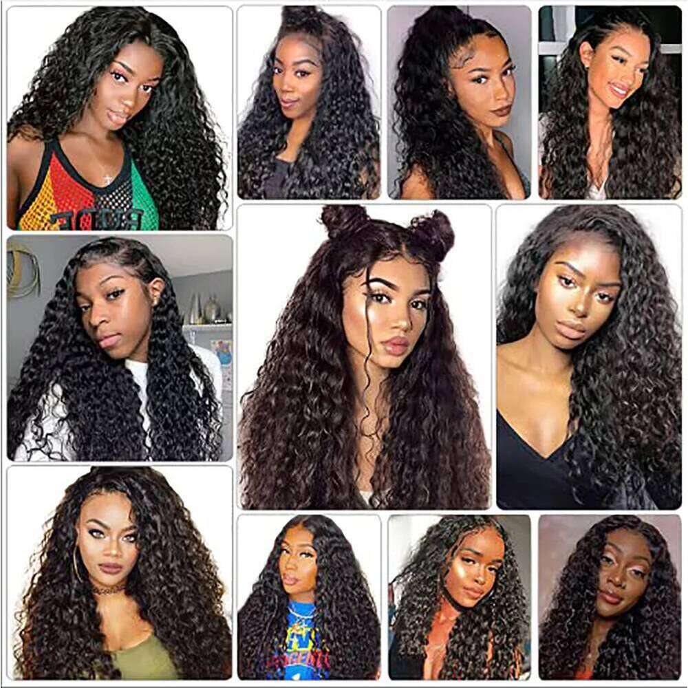 Wave Frontal 13X4 Deep for Black Women Curly Synthetic Front Wig Glueless Lace Wigs