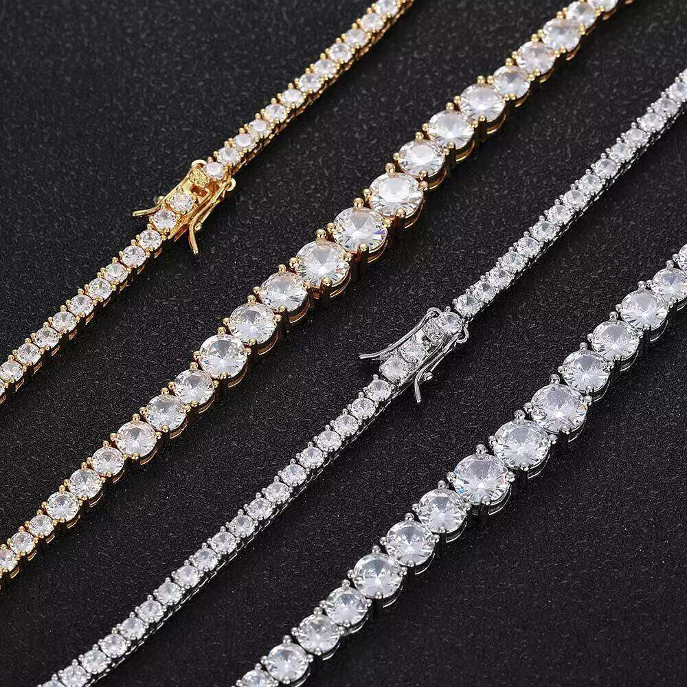 Hip Hop Sterling Sier Moissanite Dia Tennis Cuba Chain Necklace Bracelet