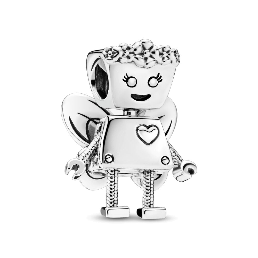 FewDook 2025 New 925 Silver Color Charm Fit Original Bracelet Pendant Boy Girl Sparkling Robot Bead Pan Angel Dangle Plated DIY Women Jewelry Gift Acc