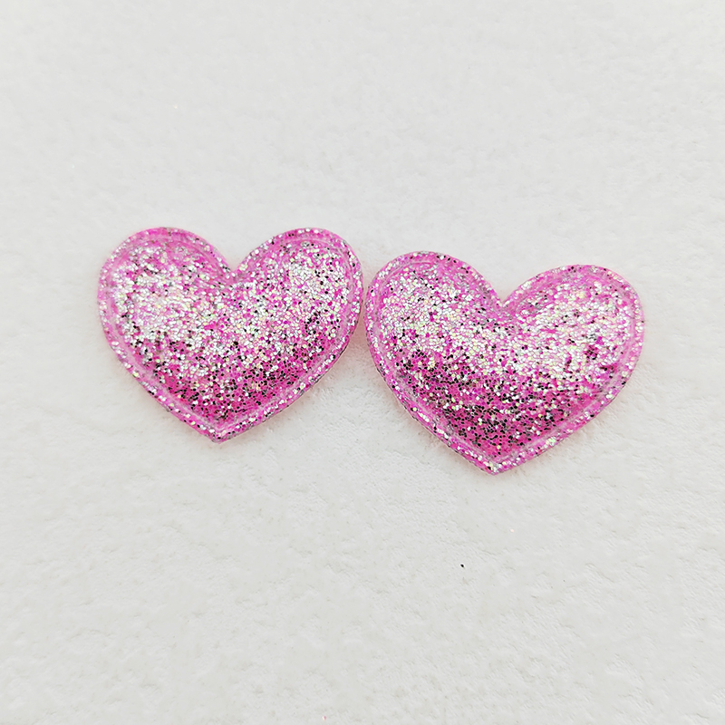 100Pcs 3.5*3CM Glitter Fabric Heart Appliques For Clothes Hat Sewing Supplies DIY Headwear Hair Clip Bow Decor Patches