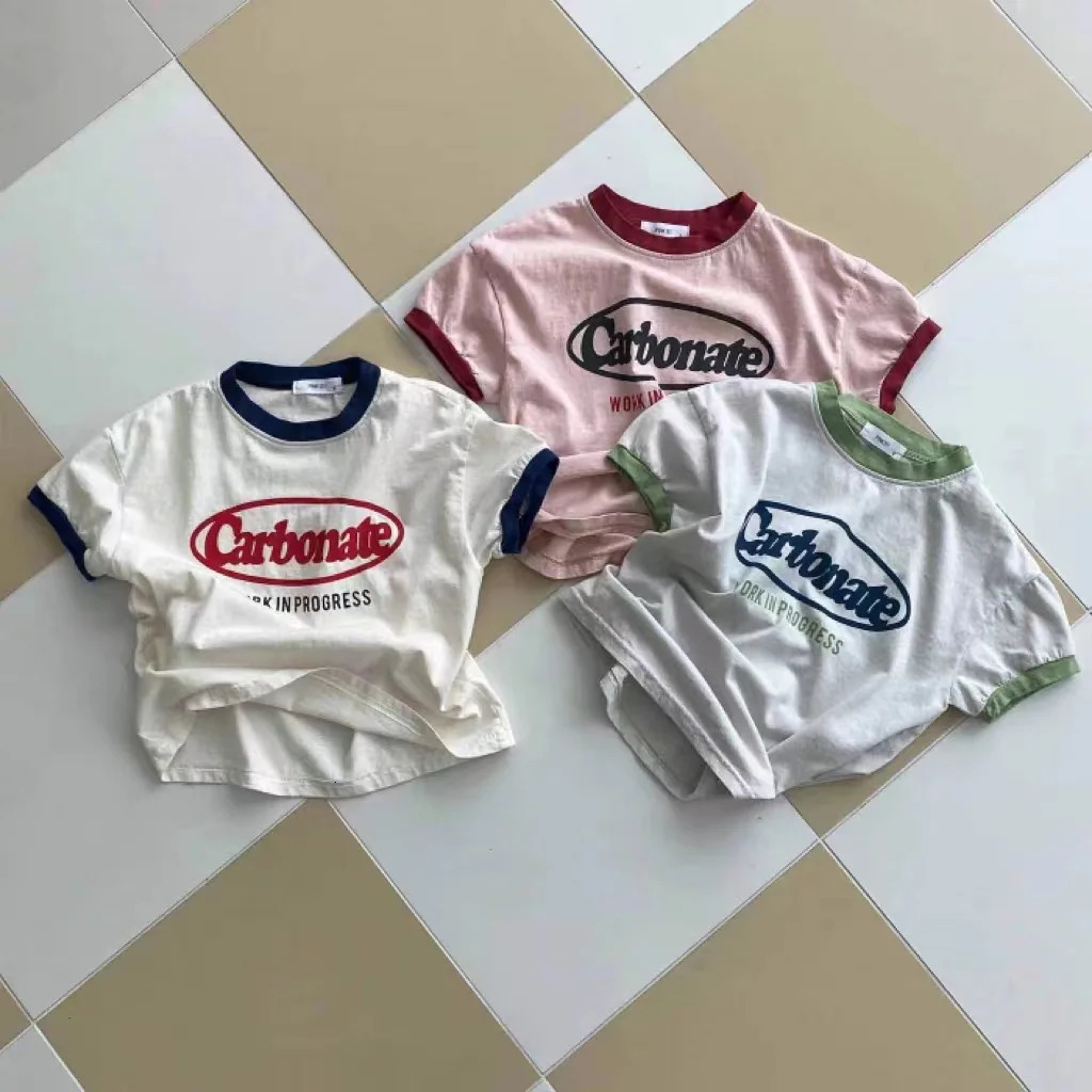 Fashion Letter Print Baby Short Sleeve T Shirts Infant Casual Tops Children Loose Tee Toddler Boy Girl Summer Shirt 250528