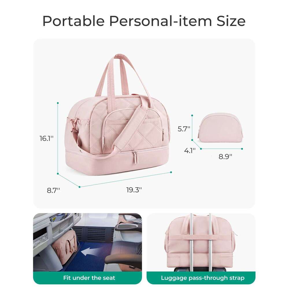 BAGSMART Travel Bag Large Capacity Lage Storage Bags with Shoe Compartment Personalized Weekender Overnight Carry on Organize