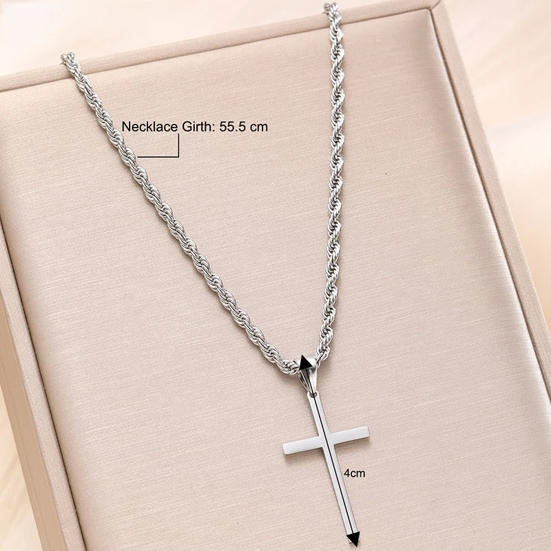 Stainless Steel Cross Pendant Necklace for Men Women Minimalist Gold Color Jewelry Male Female Necklaces Chokers Gifts 2024 250519
