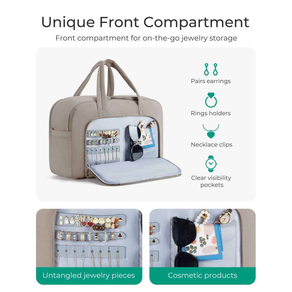 BAGSMART Travel Bag Large Capacity Carry on Bags with Jewelry Compartment Waterproof 35L Weekender Lage Storage Organize