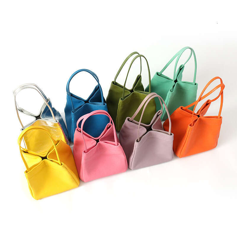 New Korean Style Genuine Leather Small Square Versatile Sheepskin Bucket Bag Niche Fashion Underarm Handbag for Women