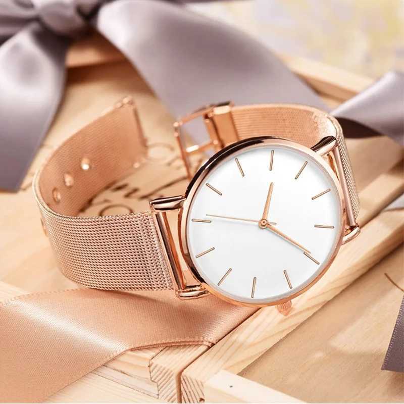Top Brand Womens Watches Luxury Metal Mesh Simple Quartz Watches Fashion Elegant Rose Gold Ladies Wristwatch Clock Reloj Mujer XJ250527