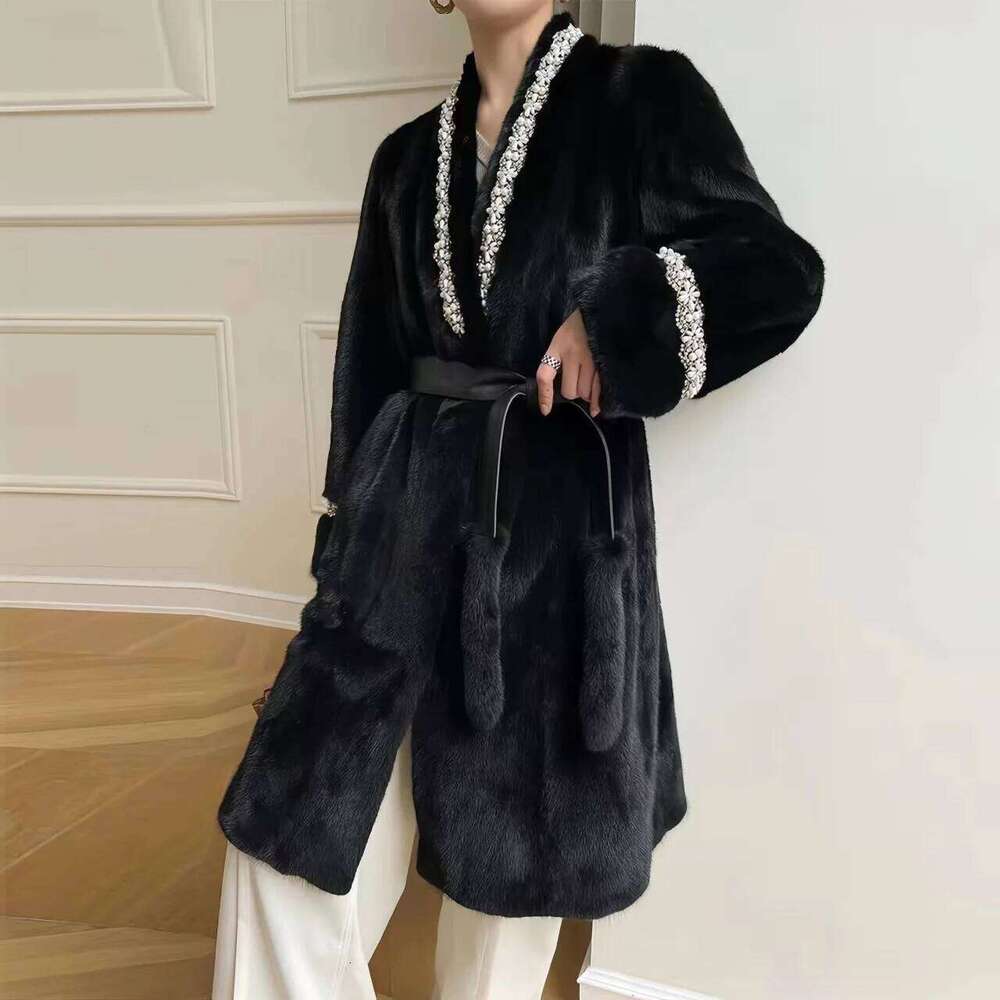 Veet Coat for Women, Faux Mink Fur Jacket , Thicken Outwear, Loose Casual, Long and Warm, Female Fashion, New, Winter, 2023