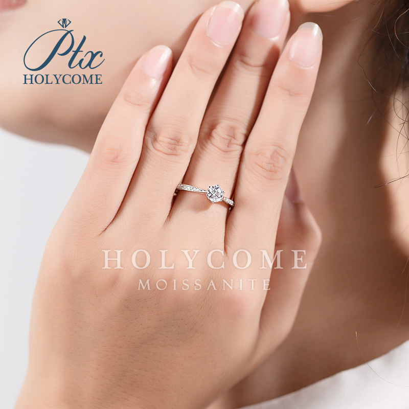 18k 14k Gold Plated Solitaire Diamond Ring 925 Sterling Silver Wedding Engagement 0.5ct D VVS Lab Grown Moissanite Diamond Jewelry Rings for Women