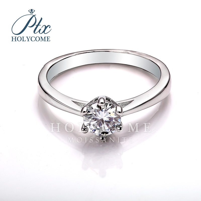 Classic Six Claw 0.5CT Moissanite Ring S925 Sterling Silver 18-karat Gold Plated D Color VVS Moissanite Diamond Ring Recommended Style for Women