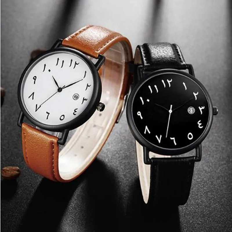 Mens Watches 2025 Simple Sport Arabic Numerals Analog Quartz Wristwatches Fashion Casual Leather Mens Watches Relogios Masculino XJ250527