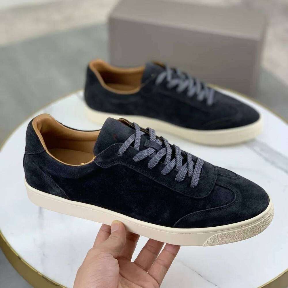 New Multicolour Suede Leather Casual Lace-Up Sneakers For Men Runway Single Autumn leisure Trainers Flat Walk Shoes