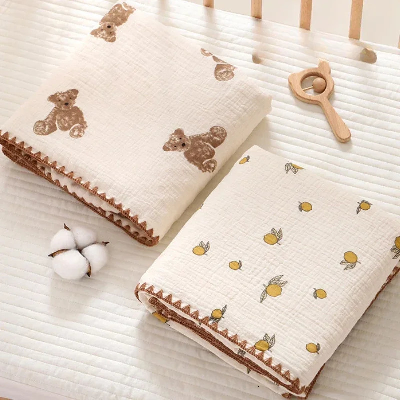 100x100cm Baby Blanket for born Cotton Muslin Swaddle Blanket Kindergarten Quilt Bedding Infant Bath Towel Kids Supplies 250527
