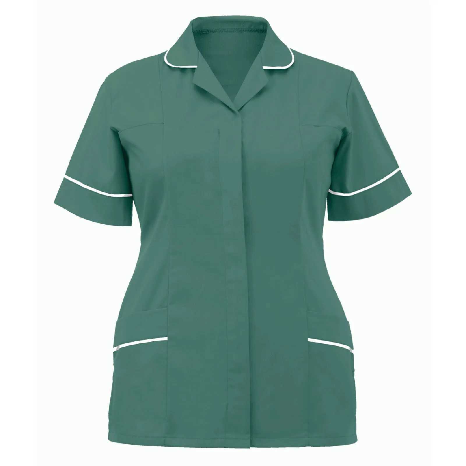 Women Nurses Tunic Uniform Clinic Carer Lapel Protective Clothing Tops Summer Ladies Plus Size Sexy Scrub Work Nurse Uniform New X250528