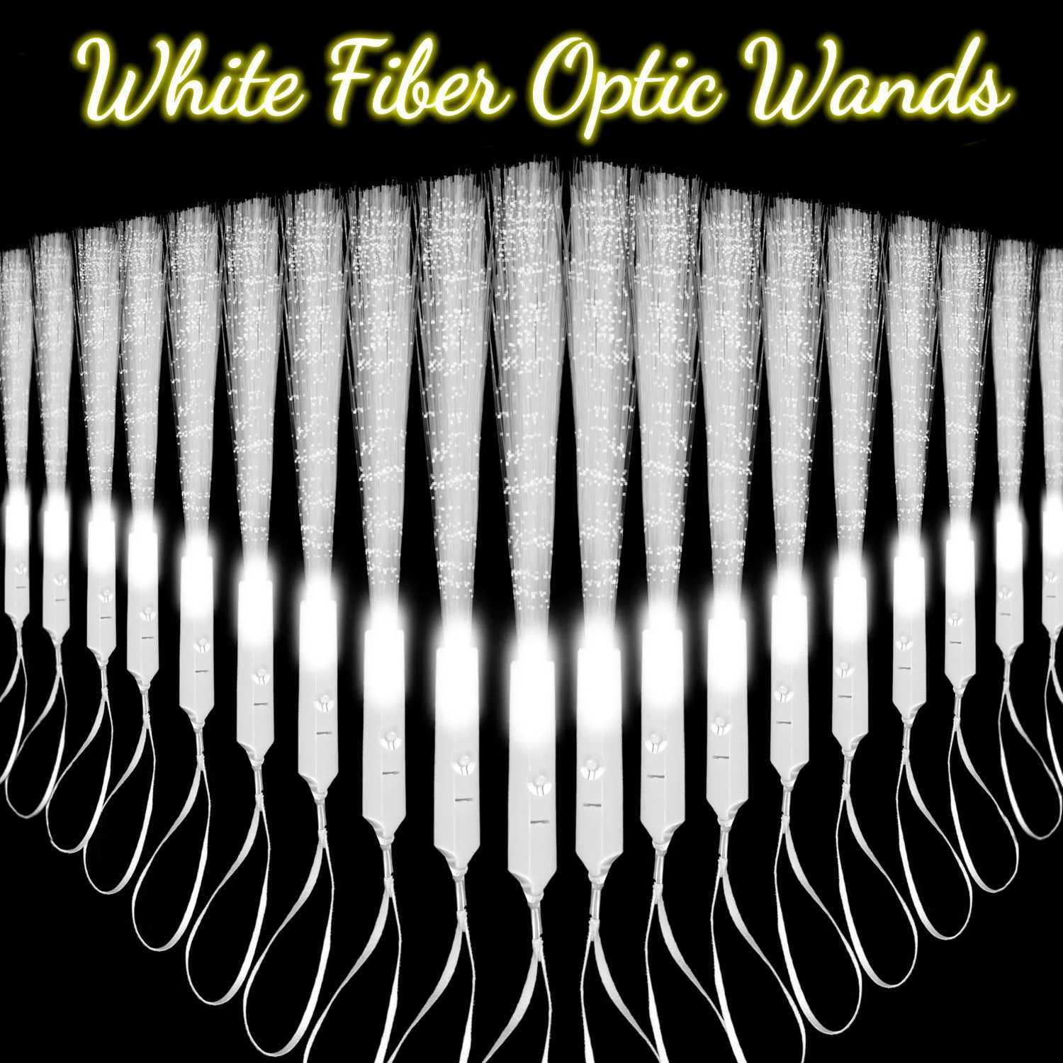 24-96PCS LED White Fiber Optic Wands For Wedding 3 Modes Flashing Glow Sticks for Kids Light Up Wand Dark Party Favors Birthday W250528