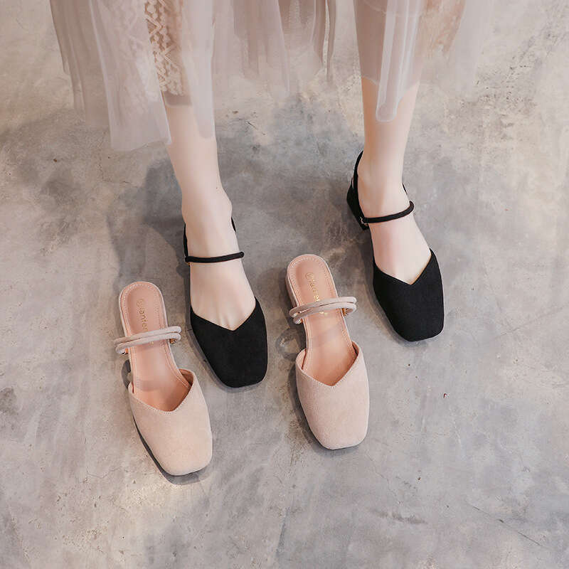 Square Closed Toe 2025 New Summer Mid Chunky Heel Fairy Style Fashion Dress Sandals for Women
