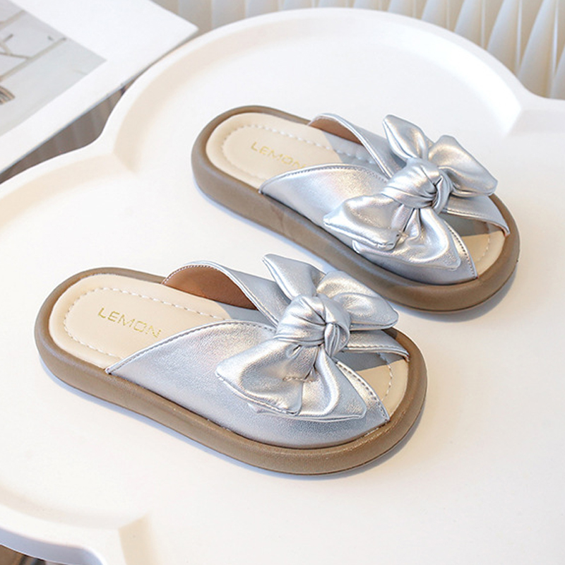 Toddler Girls Slippers Outdoors Big Bow Kids Princess Summer Littlesprouts Children Youth Flat Slippers Size US5.5C-US3Y L0679