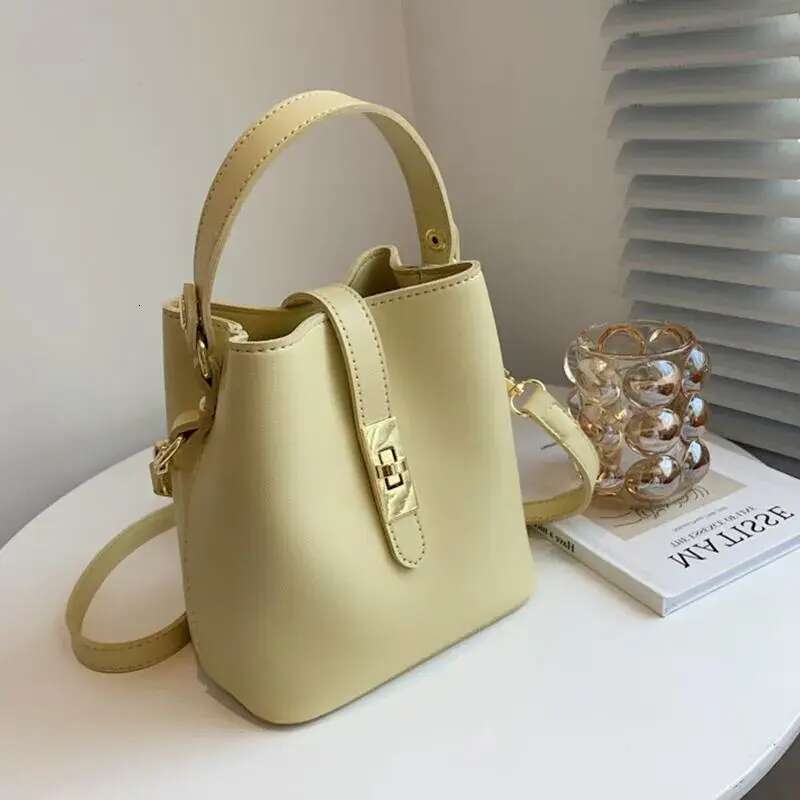 Evening Bags Fashion Small Bucket Bag Ladies Beige Yellow Shoulder Casual Messenger Mini Handbag Solid Color Mobile Phone Party